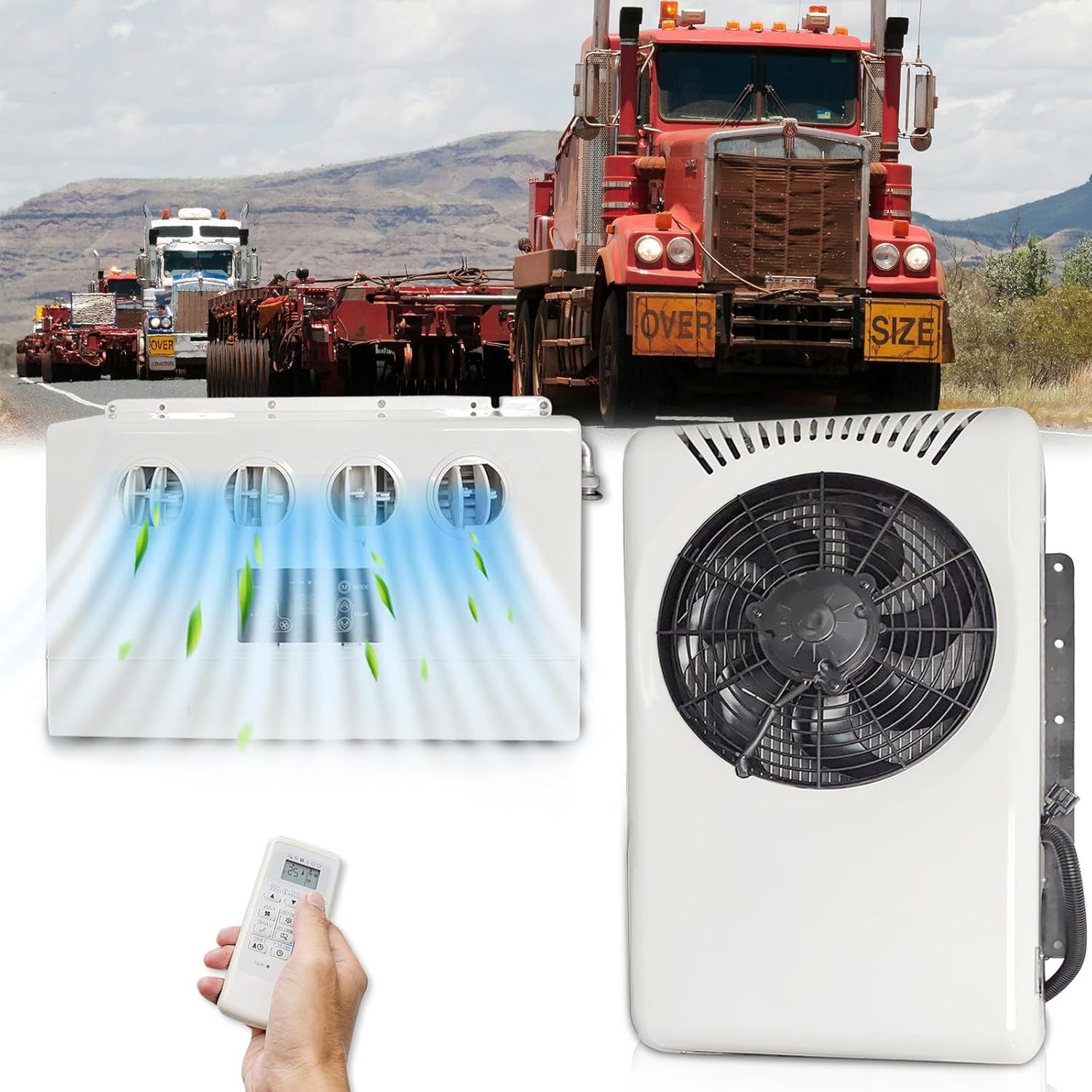 12V Air Conditioner Split Truck Parking AC Unit, 12 Volt DC Inverter Air Conditioner, Quiet A/C Units 800W Powerful Cooling For Semi-Truck, Bus, Excavator, Crane Truck, Van, Trailer, Forklift