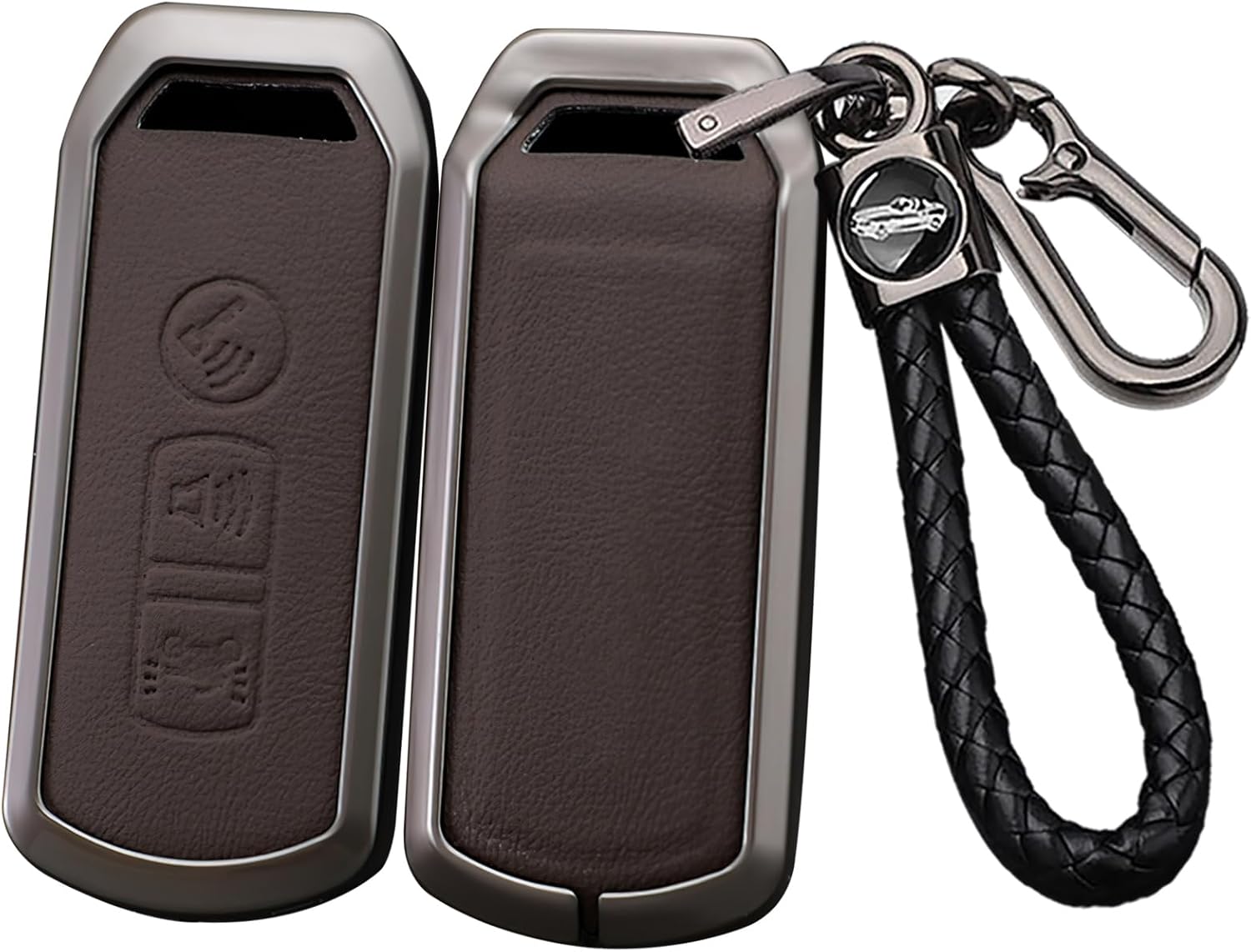 SANRILY Metal & Leather Motorcyle Key Fob Cover Case Compatible with Honda PCX 2019 K96 K77 ADV 350 Forza 300 Airblade 125 Super Cub c125 Scooter Keyless with Weave Keychain Red