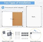 Double-Sided Magnetic White Board & Cork Board Combo, 36" x 24" | Dry Erase Board & Cork Board Combination for Wall, Hanging Whiteboard for Planning, Kitchen, Memo, School, Home, Office