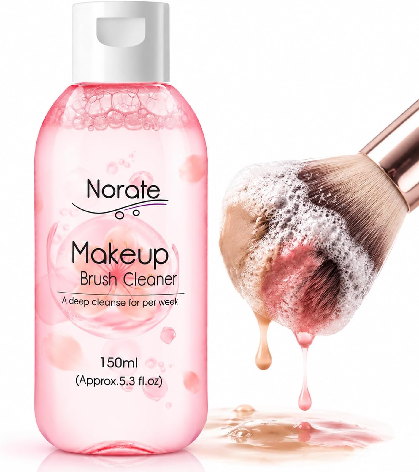 Norate Makeup Brush Cleaner, Brush Cleaning Solution & Shampoo, 5.3 Fl Oz