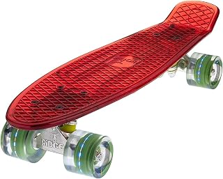 'Ridge Skateboards Complete Blaze 22'' Mini Cruiser Skateboard w LED Wheels and Transparent Deck'
