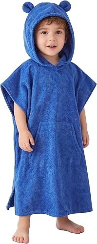 MissShorthair Toalla Poncho para niños, toalla de playa con capucha para niña y niño, poncho de surf, bata de baño, toalla de baño de microfibra