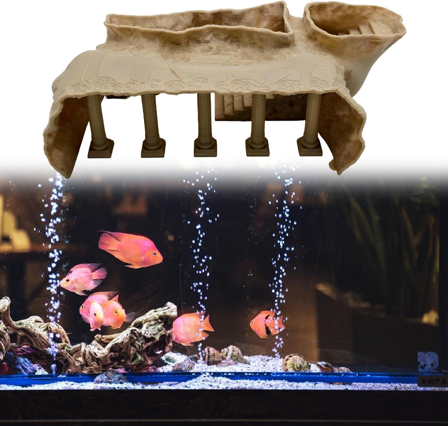 Aquarium Underground Roman Column Cave,Hide Out,Sturdy,Landscaping Decor Aquarium Decoration Fish Tank Decoration for, L Yellow