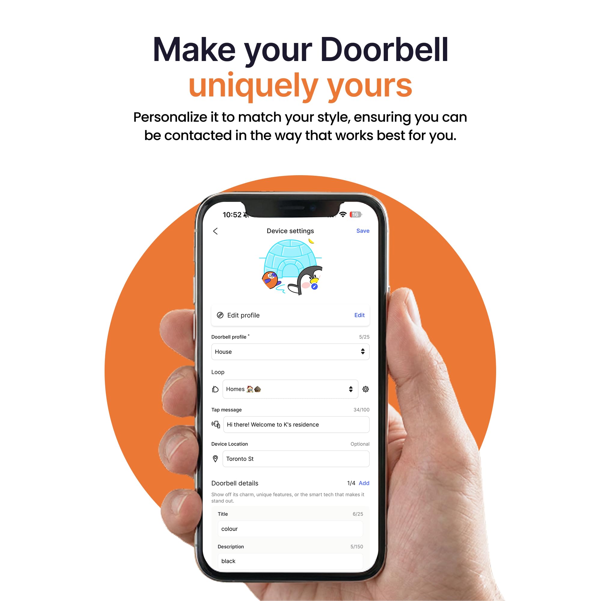 Disco, timbre inteligente, sin cables/baterías/WiFi/suscripción. Tecnología patentada. OEM (minimalista, aluminio mate)