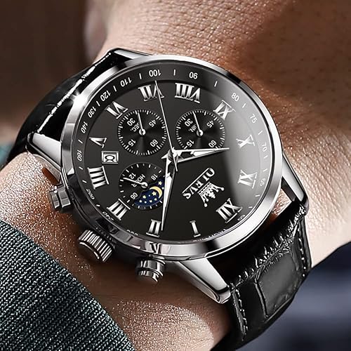 Miniatura 4 de OLEVS Relojes para hombre de vestir cronógrafo analógico cuarzo fase lunar para hombre luminoso impermeable relojes de pulsera masculinos