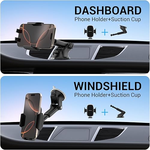 Miniatura 6 de Soporte de teléfono de automóvil con ventosa de abrazadera mejorada, soporte para teléfono para parabrisastablero de instrumentos con gel adhesivo
