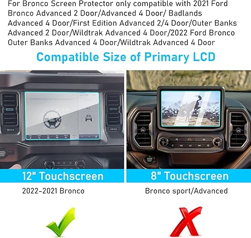 Miniatura 5 de Protector de pantalla compatible con Ford Bronco 2021-2023, película protectora de pantalla de vidrio templado de 12 pulgadas para Bronco, dureza 9H