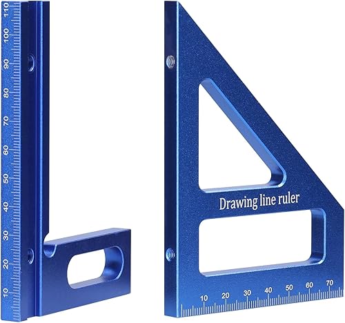 Miniatura 7 de ERYUE Regla de marcado, regla de medición de ángulo múltiple de aleación de aluminio, transportador cuadrado para carpintería, 45  90 , regla de