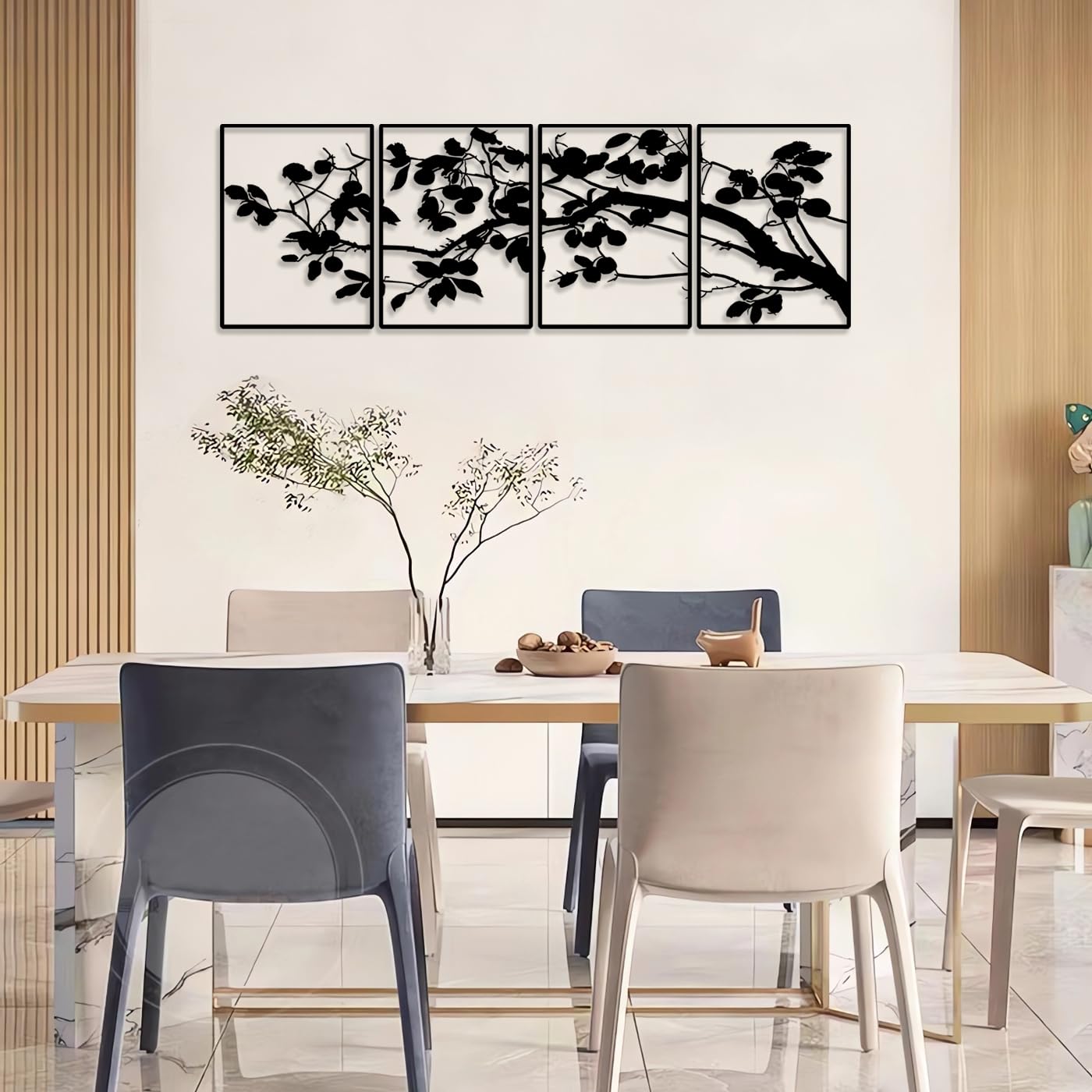 Decorazione Da Parete In Metallica Zzbakress - Nera, A Forma Di Pergamena Moderna, Per Soggiorno O Corridoio