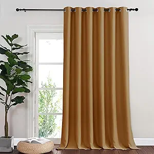NICETOWN Room Divider Curtain 132 Inches Long, Wide Blackout Sliding Door Curtain for Bedroom, Room Darkening Privacy Window Covering for Patio Door (1 Panel Set, Gold Brown, 80 x 132 Inch)