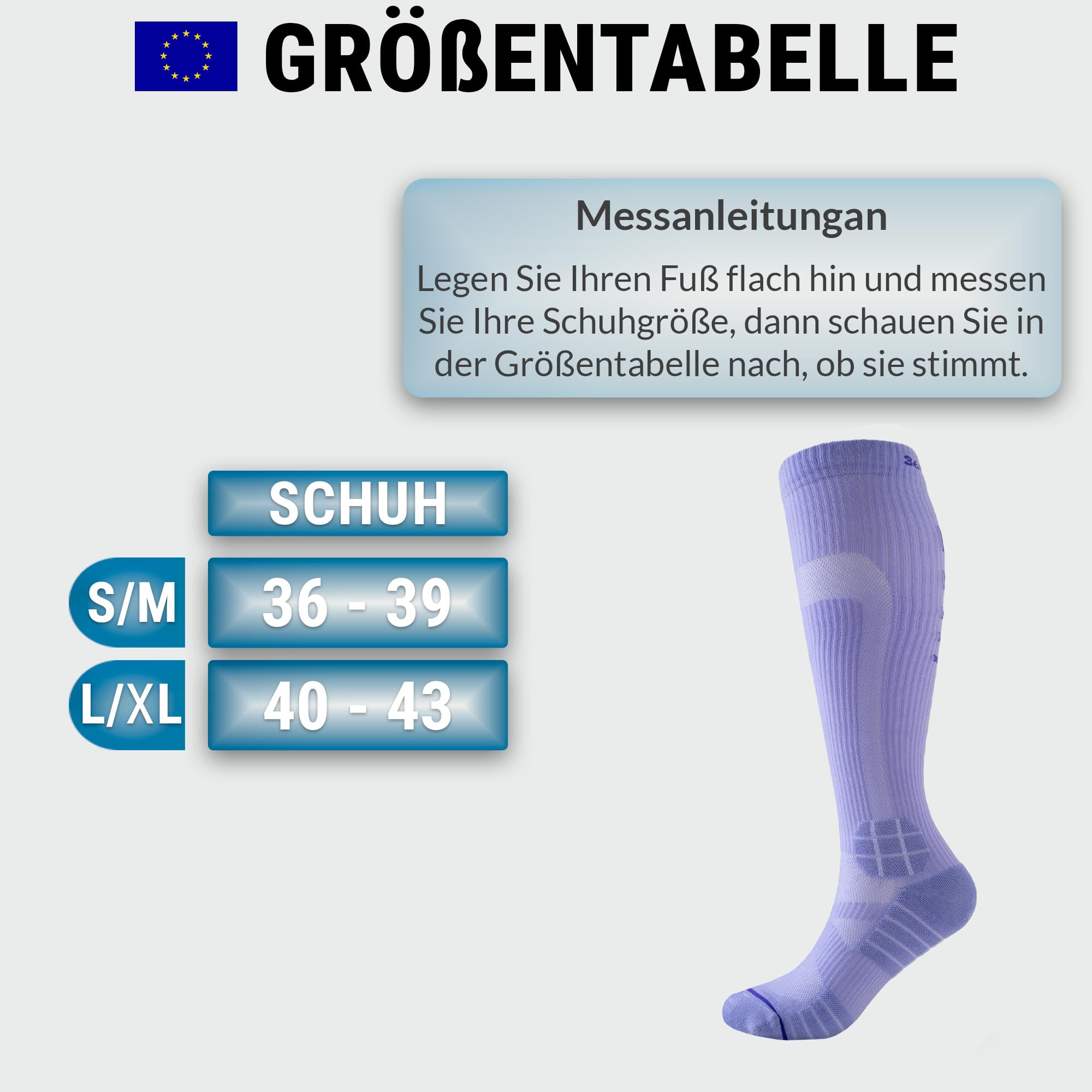 360 RELIEF Sport Kompressionsstrümpfe Damen und Herren - Abgestufte Kompressionssocken fur Laufen, Radfahren, Fitnessstudio, Reise, Flug - Atmungsaktiv Leichte Stützstrümpfe mit Wäschenetz