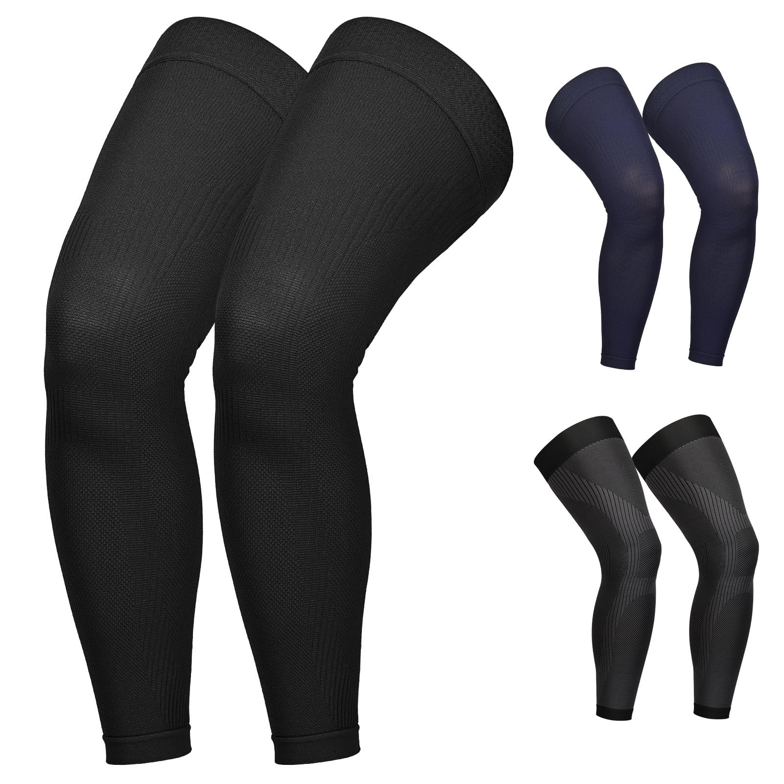 KEKING Mangas de compresión de pierna completa, unisex, medias de compresión hasta el muslo, 20-30 mmHg, soporte graduado para muslo, pantorrilla y rodilla