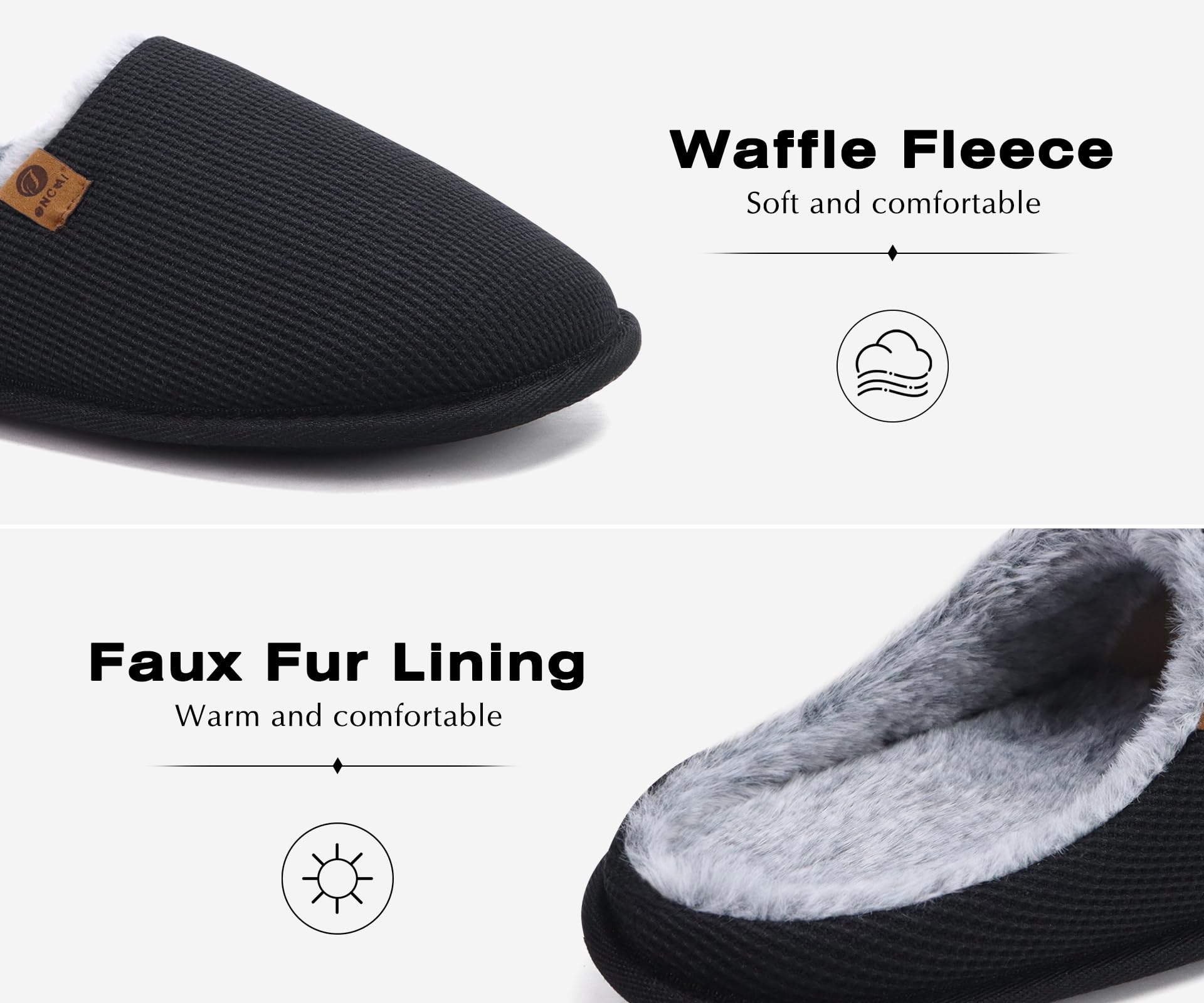 ONCAI Pantofole da Uomo Invernali Ciabatte da Casa con Memory Foam Calde Pelliccia Sintetica Cotone Scarpe Accogliente Antiscivolo Suola EU Dimensione 40-49