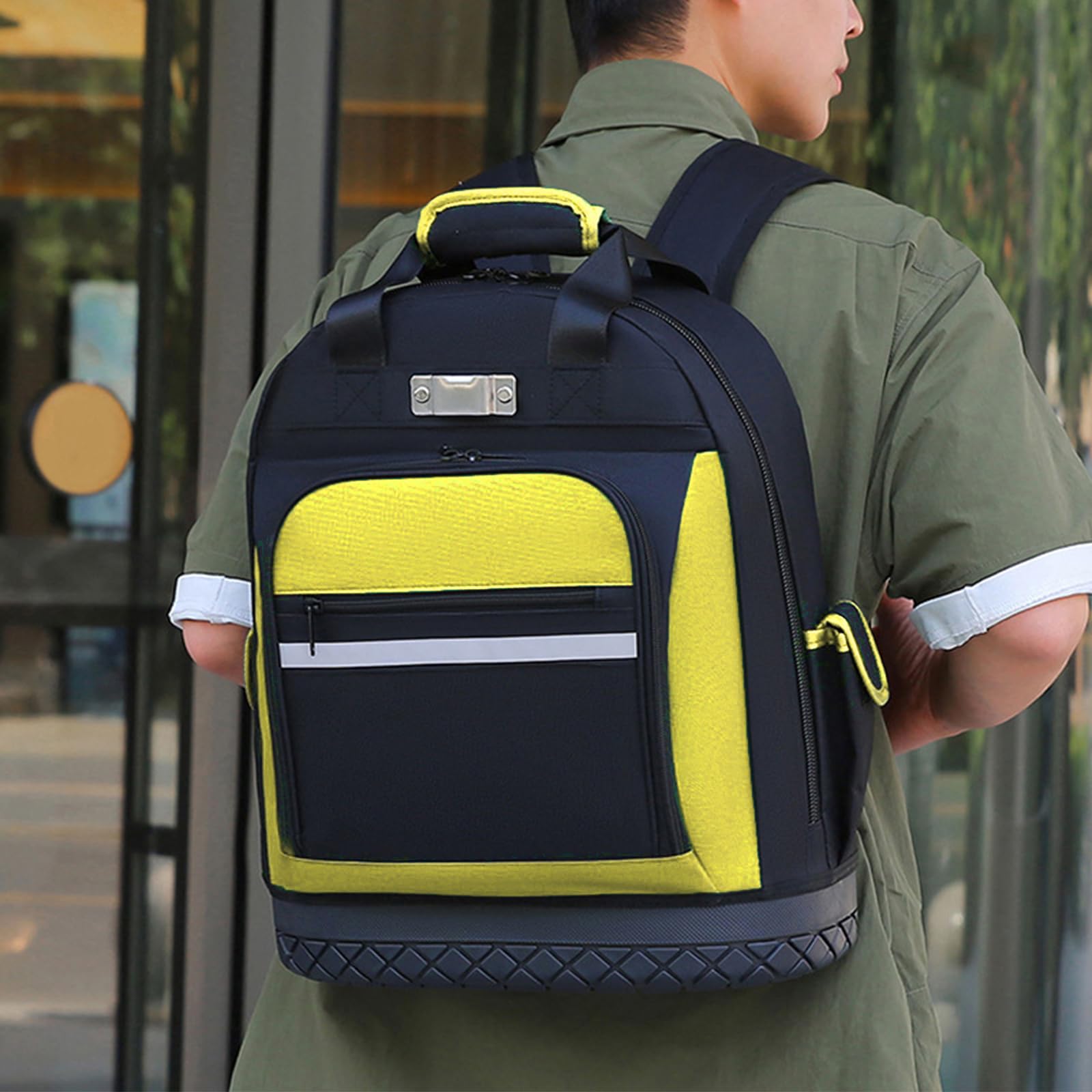 Mochila de trabajo con parte inferior moldeada para organización y protección de herramientas, electricista, fontanero, mochila para electricista