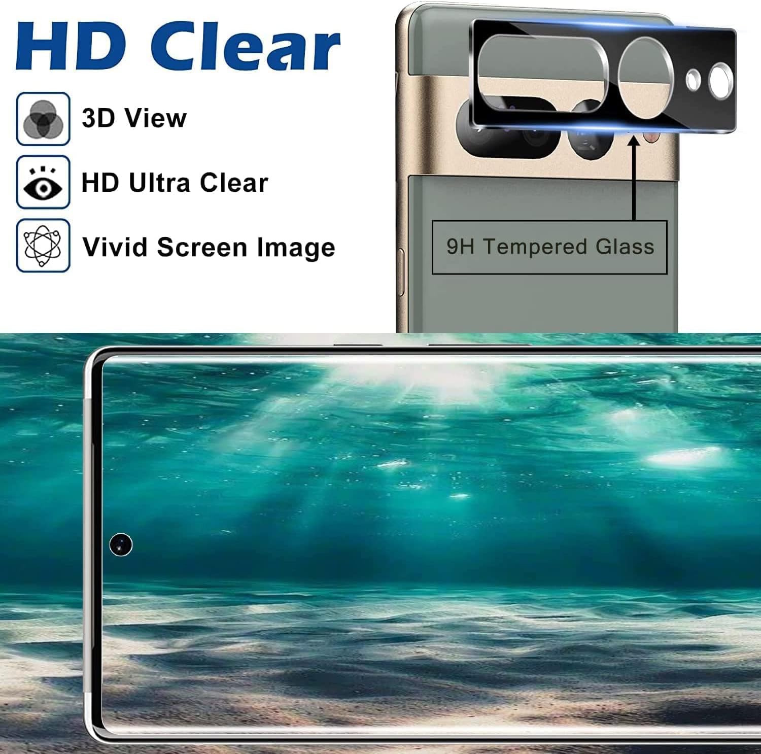 [2+2 Pack] for Google Pixel 7 Pro Screen Protector, 9H Tempered Glass, Ultrasonic Fingerprint Compatible, 3D Curved, HD Clear Scratch Resistant for Google Pixel 7 Pro 5G Glass Screen Protector…