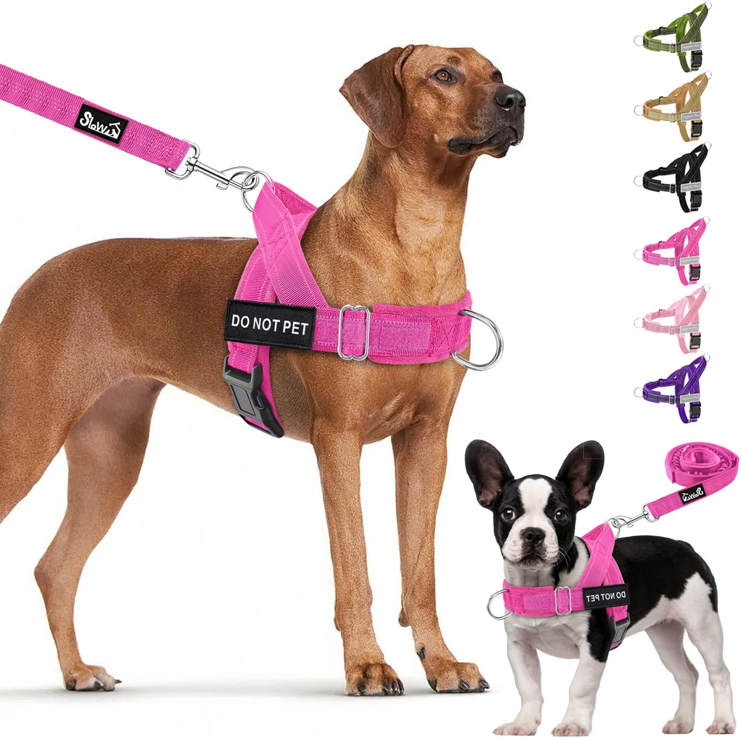 Lukovee No Pull Dog Harness & Leash Set - Heavy Duty Dog Vest Harness with Soft Padded for Medium Large Dogs, Adjustable Reflective Tactical Pet Harness for Easy Walk and Training (XL, FU)