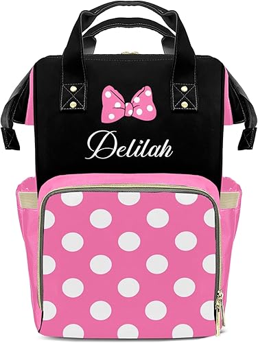 Mochila personalizada para pañales  Bolsa de lactancia personalizada para mamá con nombre casual Daypack Bolsa de viaje, Bolsa de pañales-15,