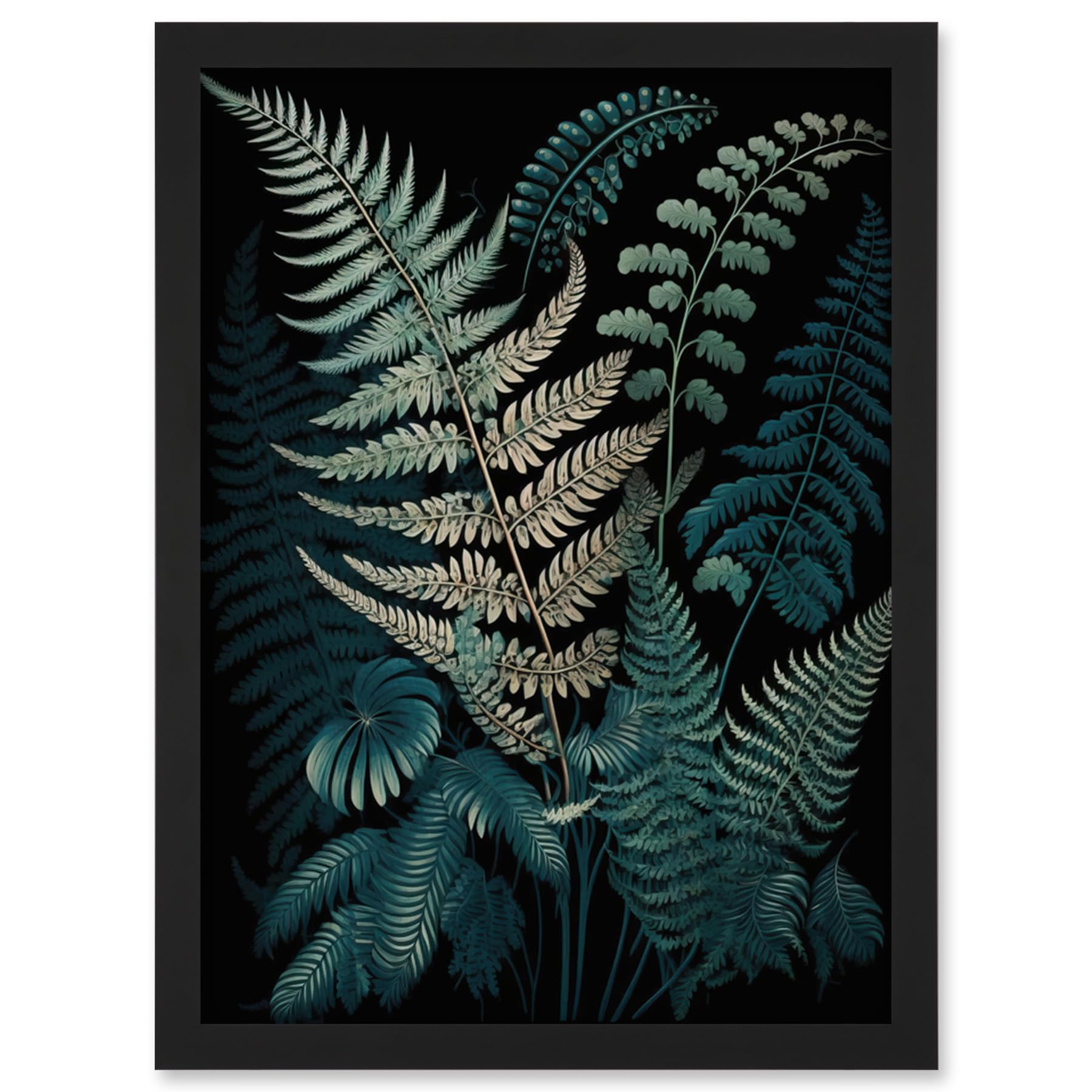 Artery8 Fern Frond Detailed Botanical Species Illustration Artwork Framed Wall Art Print A4