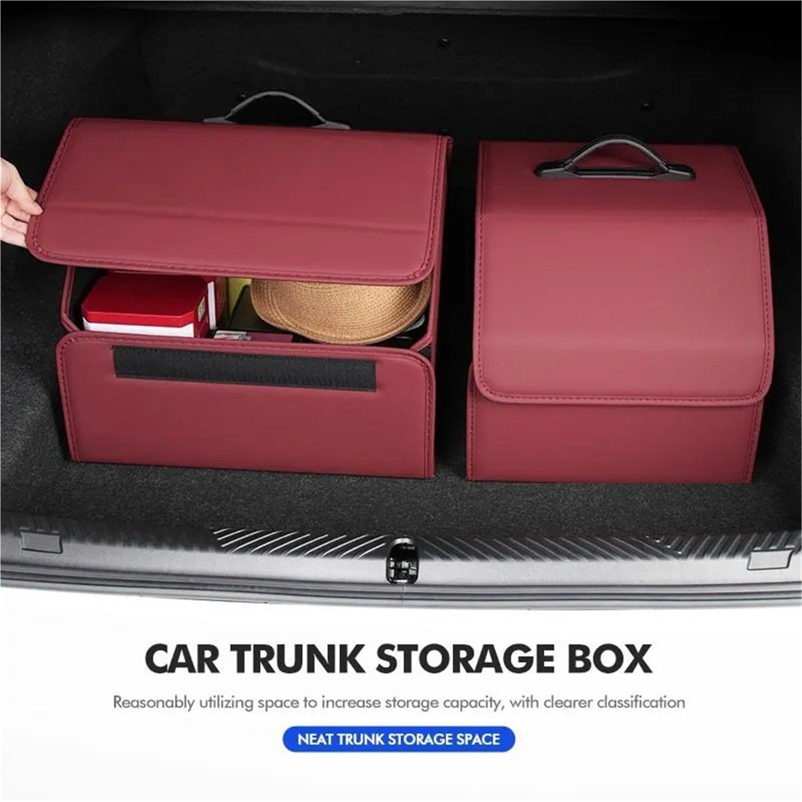 Skórzany bagażnik samochodowy składany duża pojemność organizer torba do przechowywania pasuje do Leapmotor C11 2021 2022 2023 2023 T03 S01 C11 Reev Organizer wzmocniony(Carbon,L)
