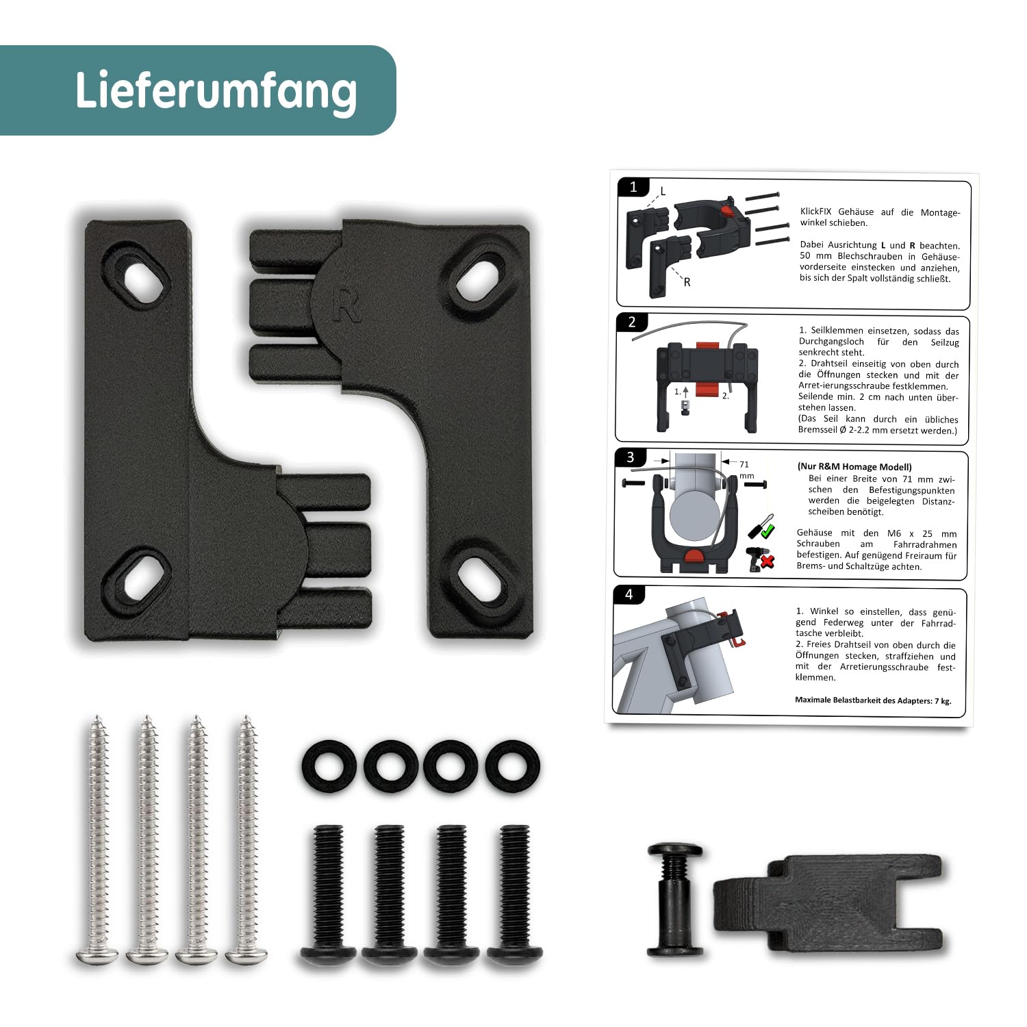 Adapter für Riese & Müller E-Bikes - Klickfix Lenker Adapter E einfach am Fahrrad montieren Zubehör