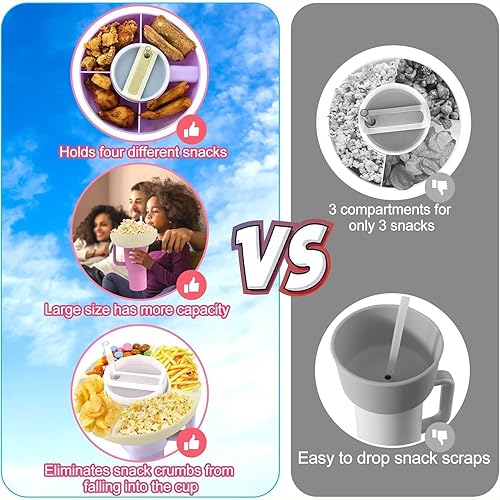 Miniatura 7 de ALINK Stanley - Tazón de aperitivos para vaso Stanley de 40 onzas con asa, bandeja para aperitivos, color blanco