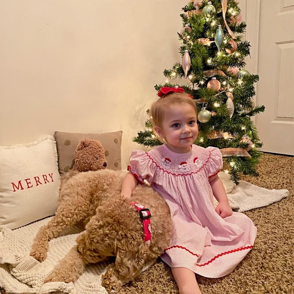 Noubeau ベビーガール クリスマス衣装 幼児 スモッククリスマスドレス サンタクロースドレス ヘッドバンド付き かわいいクリス