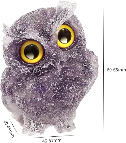 Miniatura 2 de mookaitedecor Estatua de búho de amatista, escultura de piedra, animales tallados, figura de búho nocturno, adorno de cristal para escritorio,