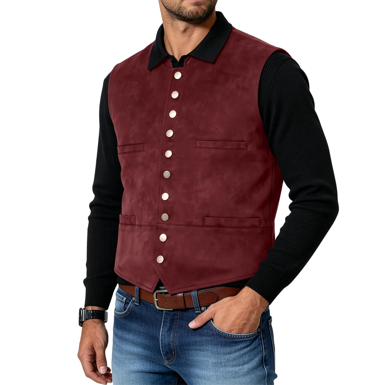 Gilet Oktoberfest Uomo, Con Bottoni, Senza Maniche, Bavarese, Tradizionale,