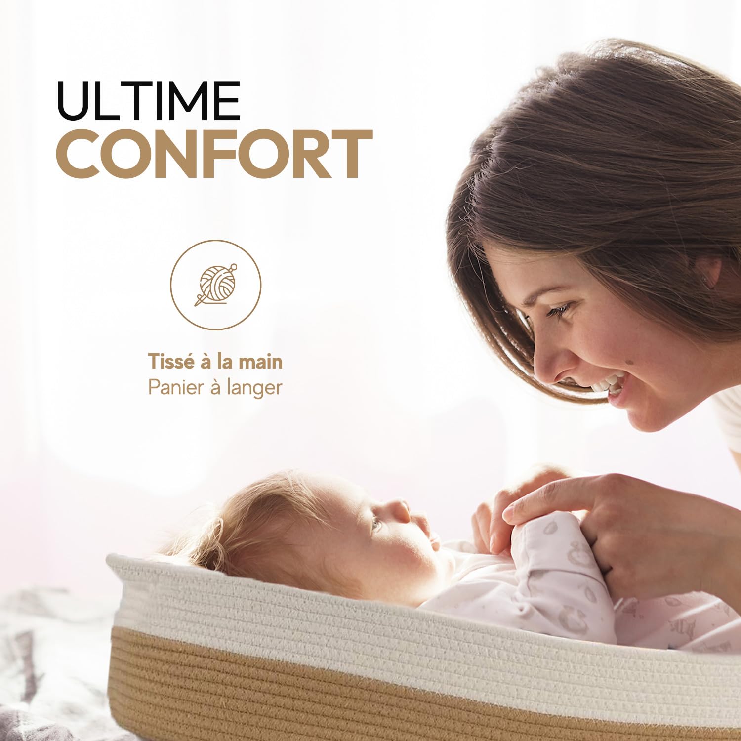 Baby Wonders Panier à Langer Bébé avec Matelas Imperméable – Cesta de Change Design Naturel en Osier