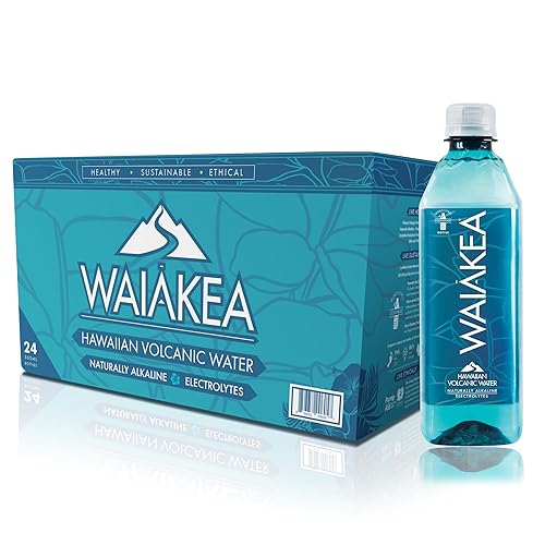 Waiākea - Hawaiian Volcanic Water - Naturally Alkaline Water - pH Range 7.6 to 8.2 - All Natural Minerals & Electrolytes - 100% Recycled Water Bottles - Bottled Water 24 Pack - 16.9 Fl Oz, 500 mL - 16.91 Fl Oz (Pack of 24)
