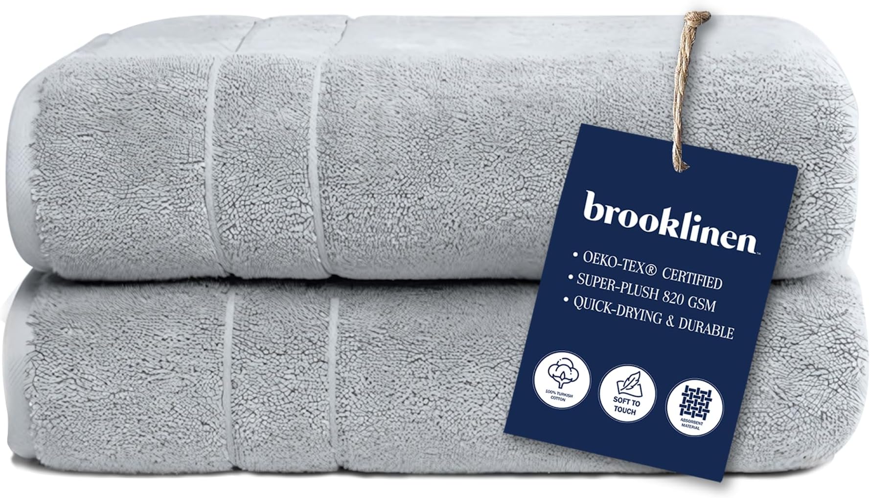 Brooklinen Super-Plush Turkish Cotton Bath Towels - Set of 2, Smoke Gray, 100% Cotton | Best Luxury Spa Towels
