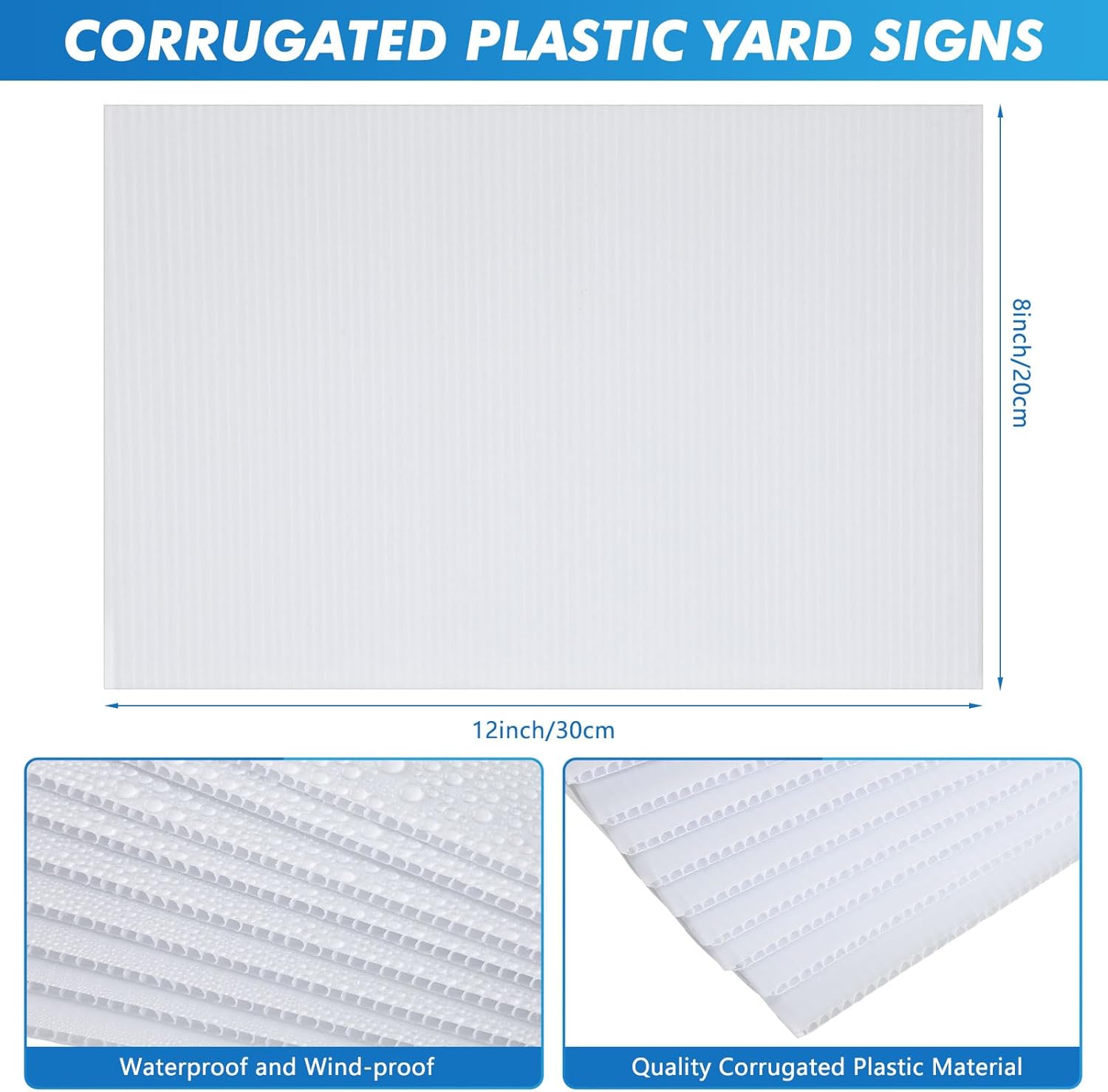 Pinkunn 48 Pack Corrugated Plastic Board 3/16 Inch Thick Poster Sheet 8x12'' Waterproof Board Sheets Blank Yard Signs for Indoor and Outdoor Use, Party Decorations, Garage Sale, Guidepost, White