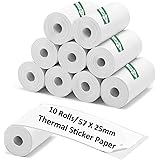 10 Rolls Mini Thermal Printer Paper, 57 X 25mm Sticker Paper for Most Kids Instant Thermal Camera Paper Roll Refill