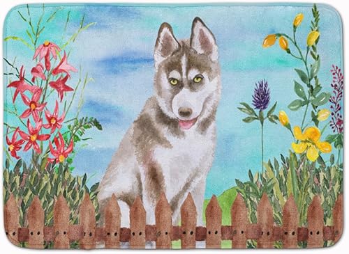 Caroline's Treasures CK1258RUG - Tapete de espuma viscoelástica lavable a máquina, diseño de husky siberiano, 19 x 27 pulgadas, multicolor