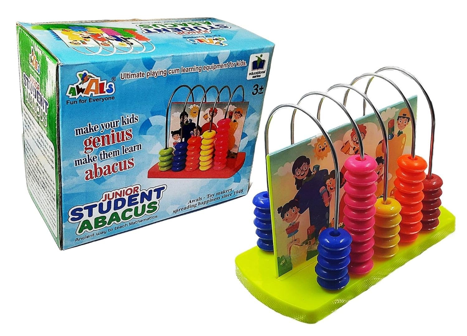 BKDT Marketing Educational Abacus 5 Rods for Kids Early Math Skills for Kids to Learn to Count, Add & Subtract with Colourful Beads - Mathematics Tool kit - (Abacus 5 Rods)-Festival Gifts,Diwali Gift