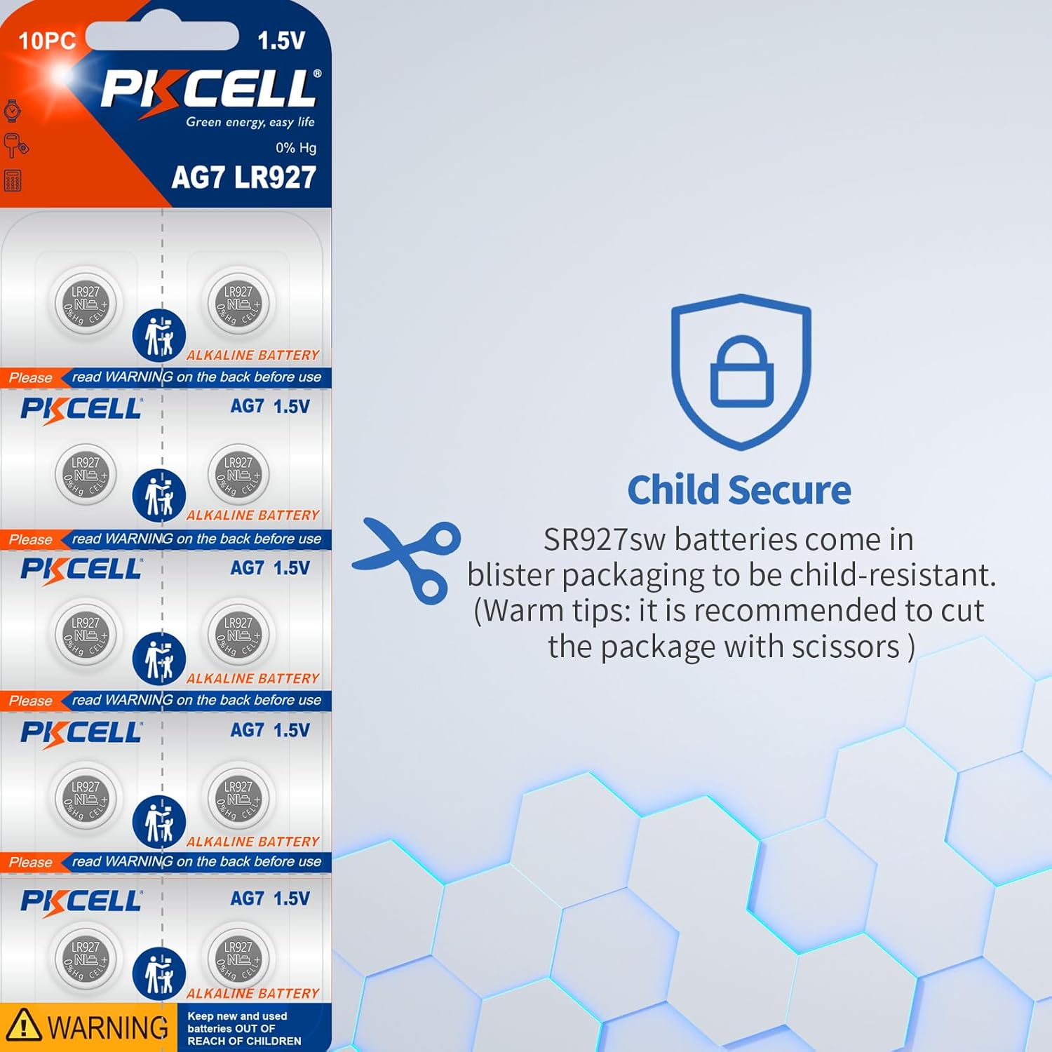PKCELL 3 10-Pack SR927SW 395 Watch Battery 1.5V LR927 Batteries AG7 Button Cell Batteries