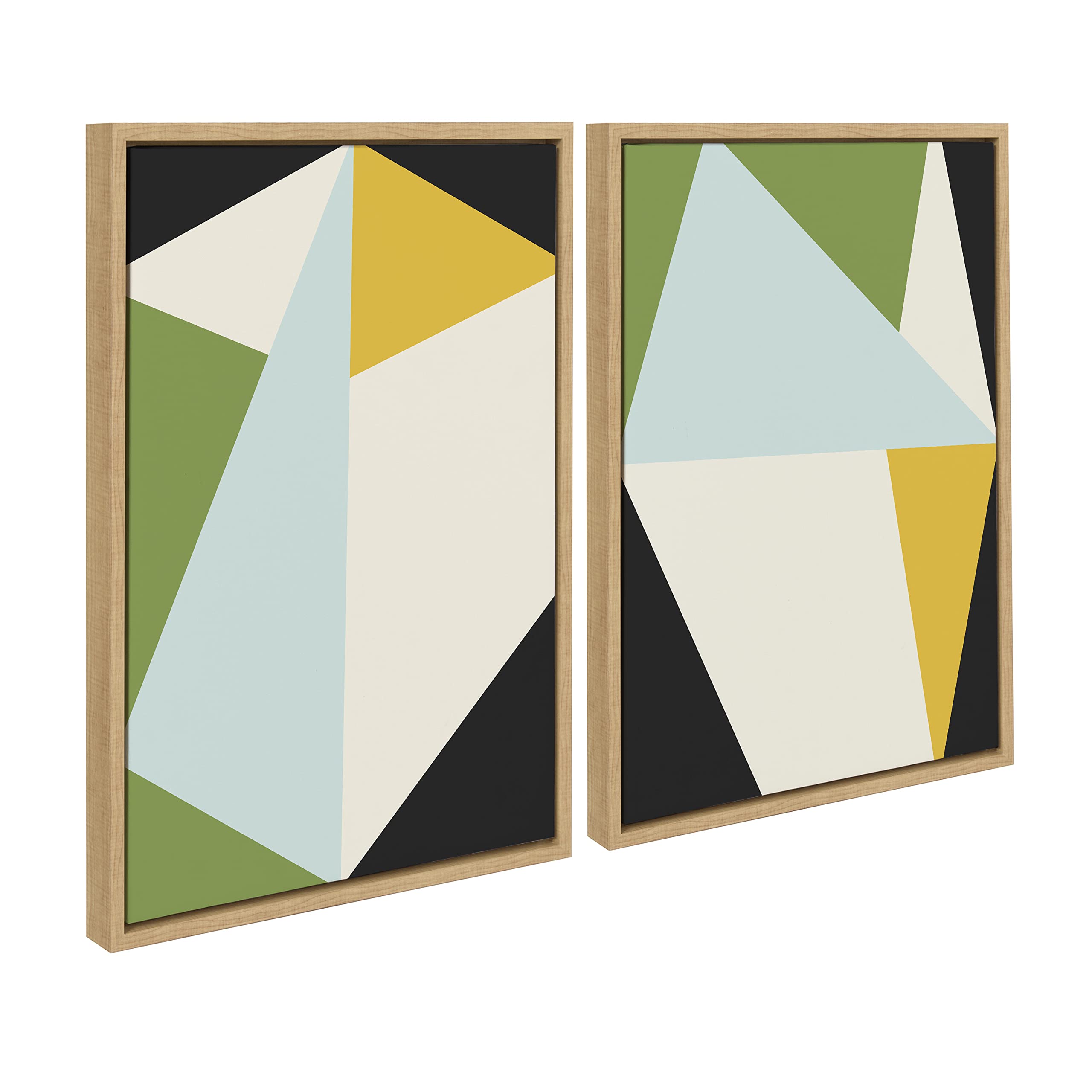 Kate and LaurelSylvie Bold Graphic 1 and 2 Framed Canvas Wall Art Set by The Creative Bunch Studio, 2 Piece Set 18x24 Natural, Modern Abstract Geometric Wall Décor Art Set