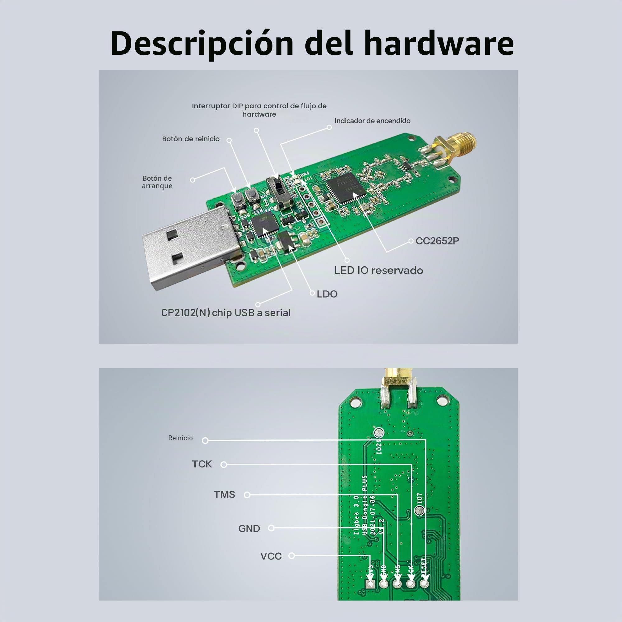 SONOFF Universal Zigbee 3.0 USB Dongle Plus Gateway con Antena para Home Assistant, IoBroker etc