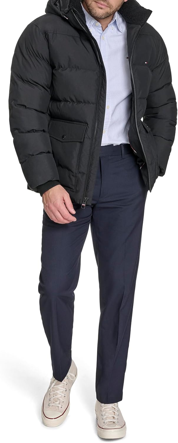 Tommy Hilfiger mens Hooded Puffer With Patch Pockets - Image 2
