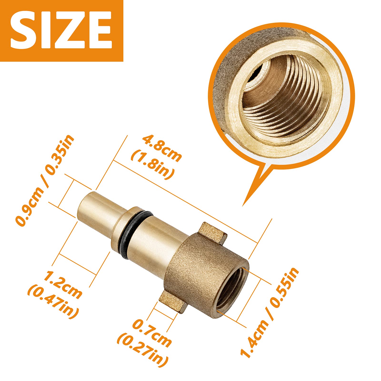 Adattatore A Sgancio Rapido 1/4" | Per Idropulitrici E Lance Schiuma | Acciaio Inossidabile | 3000 PSI - Foto 4