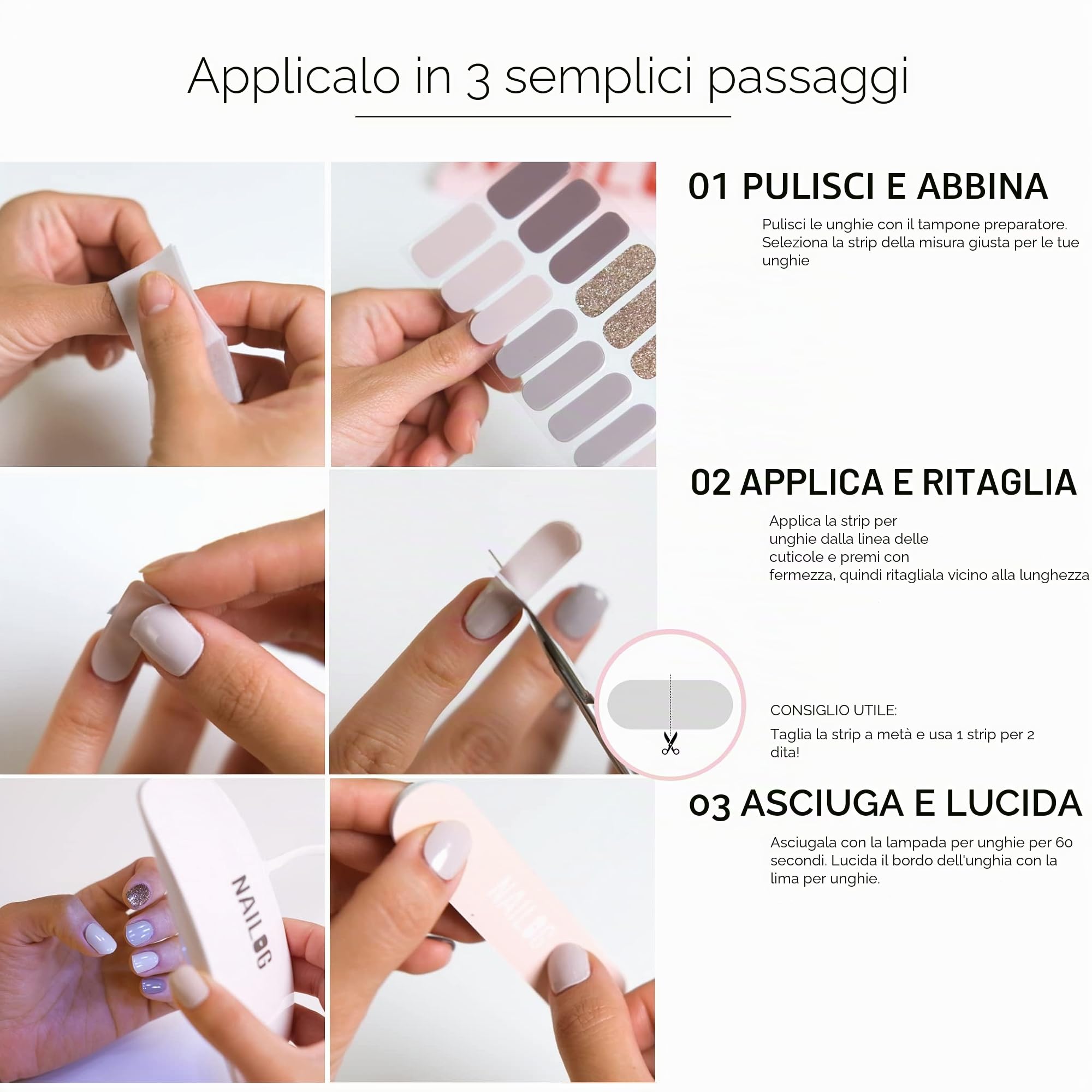 NAILOG Pellicola per Unghie, 20Pcs Nail Stickers Gel Varnish Adesivo Stencil, Smalto Adesivo per Unghie French Manicure Nails Wraps Decorazione DIY per Donne Ragazze, A Rock Song
