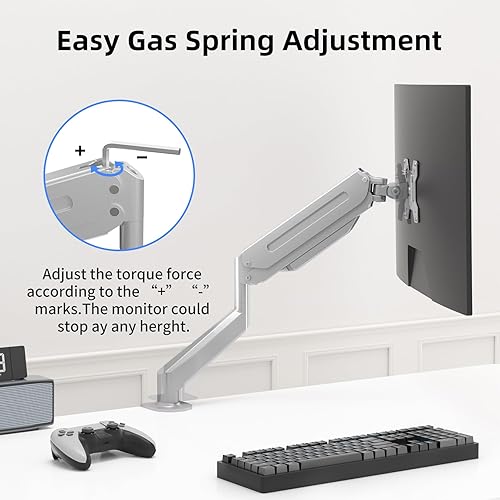 Miniatura 4 de Suptek Soporte de escritorio para monitor único con brazo de resorte de gas ajustable para soporte de monitor de 17 20 22 23 24 26 27 32 33