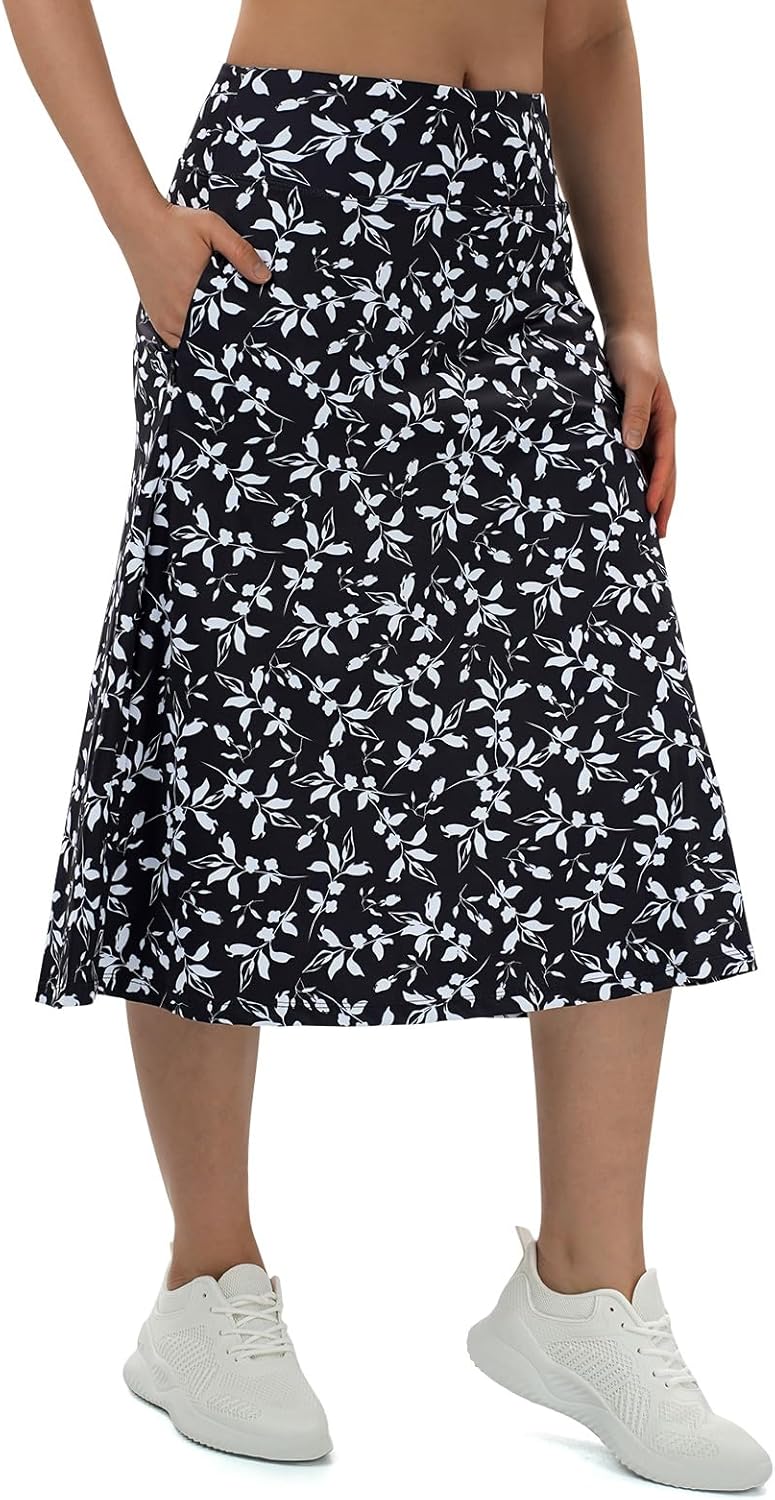 Turnhier Women's Midi Length Skorts Skirts with 2 Pockets Modest Long Skirts 28" Knee Length Athletic Skort - Image 3