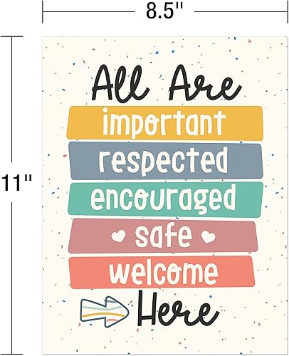 Miniatura 3 de Carson Dellosa We Belong - Pósteres de 12 piezas, arte de pared motivacional de 8.5 x 11 pulgadas con arco iris y afirmaciones positivas para tablón