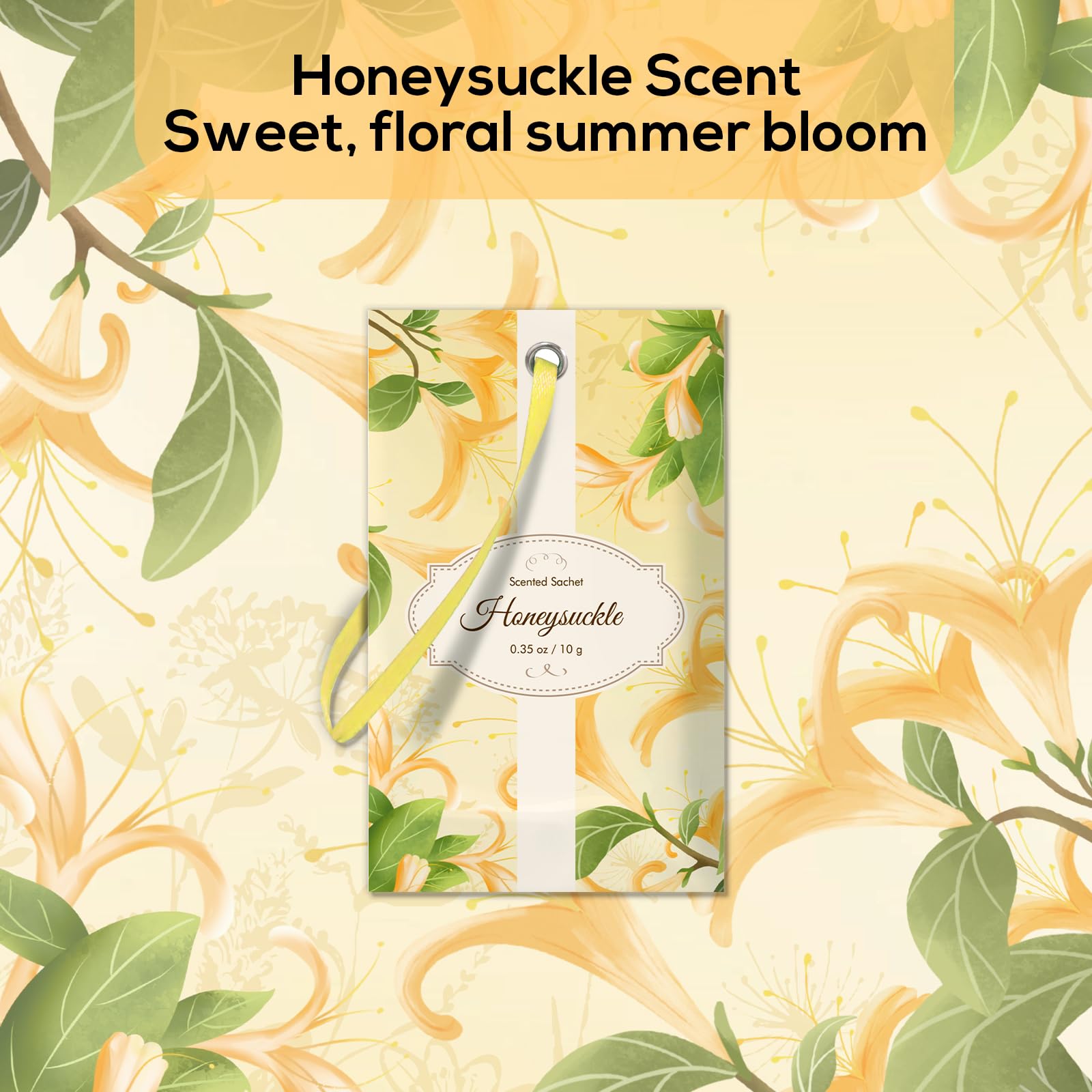 SCENTORINI Sachets Parfumés, Parfumés de Chèvrefeuille, Frais pour Tiroirs, Armoires, Voitures, et Garde-Robes, 14 sachets, Parfum Longue Durée
