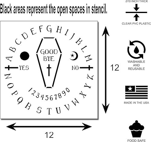 Miniatura 2 de Plantilla redonda de 12 x 12 pulgadas con ataúd y cruces