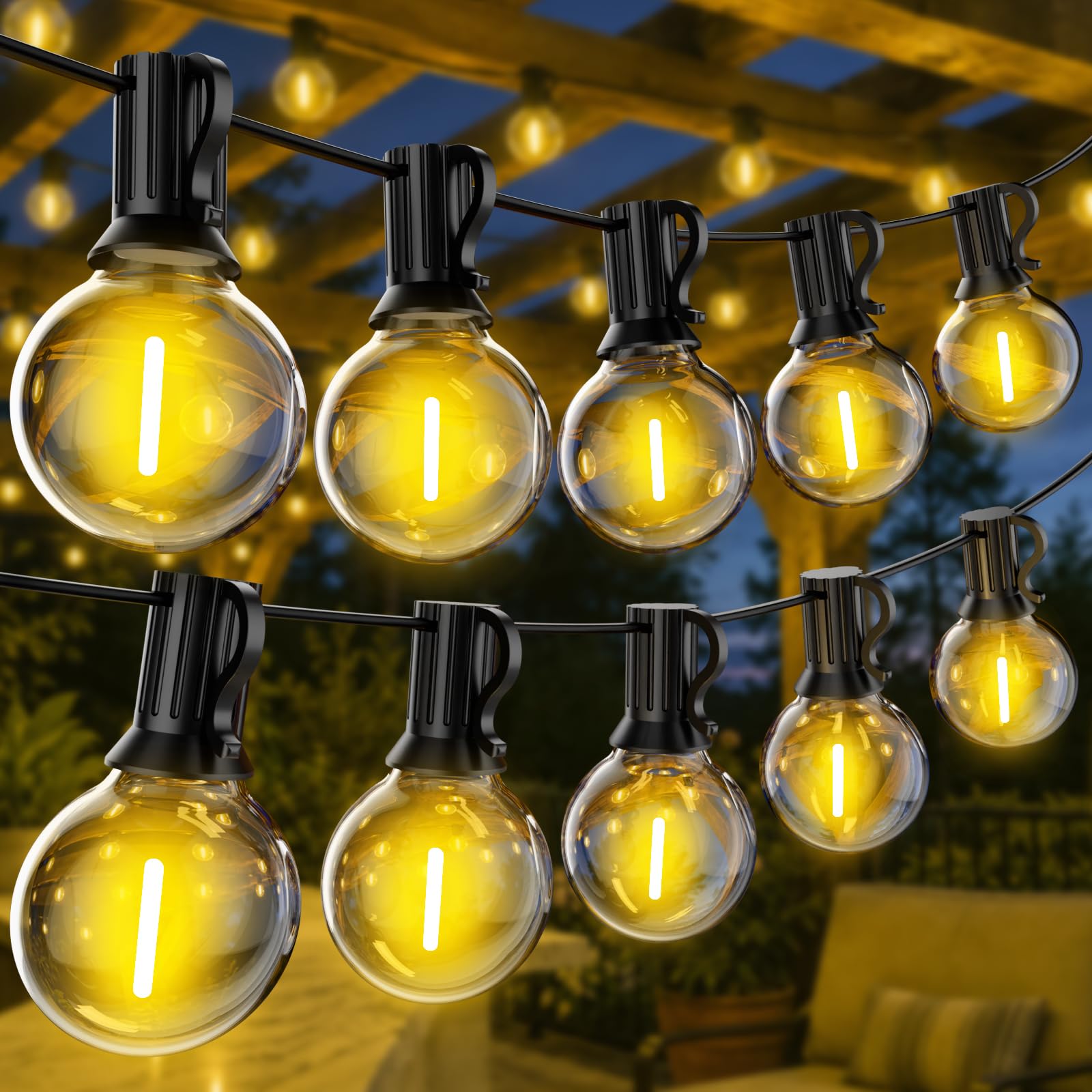 FARNY Guirlande Guinguette Exterieur 45M, Guirlande Lumineuse Exterieure avec 75+2 G40 LED Ampoules IP45 Imperméable, Adapté(e) aux Jardins, Aux Mariages, Intérieur Extérieur