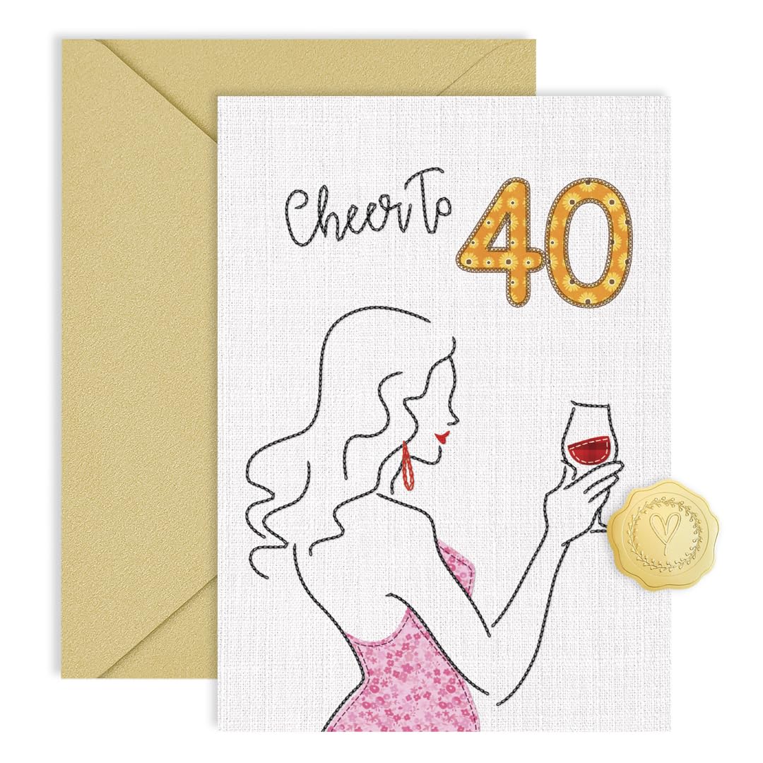 CRTURUNIQ 40th Birthday Gifts Women, Happy Birthday Card for Her Wife Sister Mom Daughter Aunt Daughter in Law Best Friend