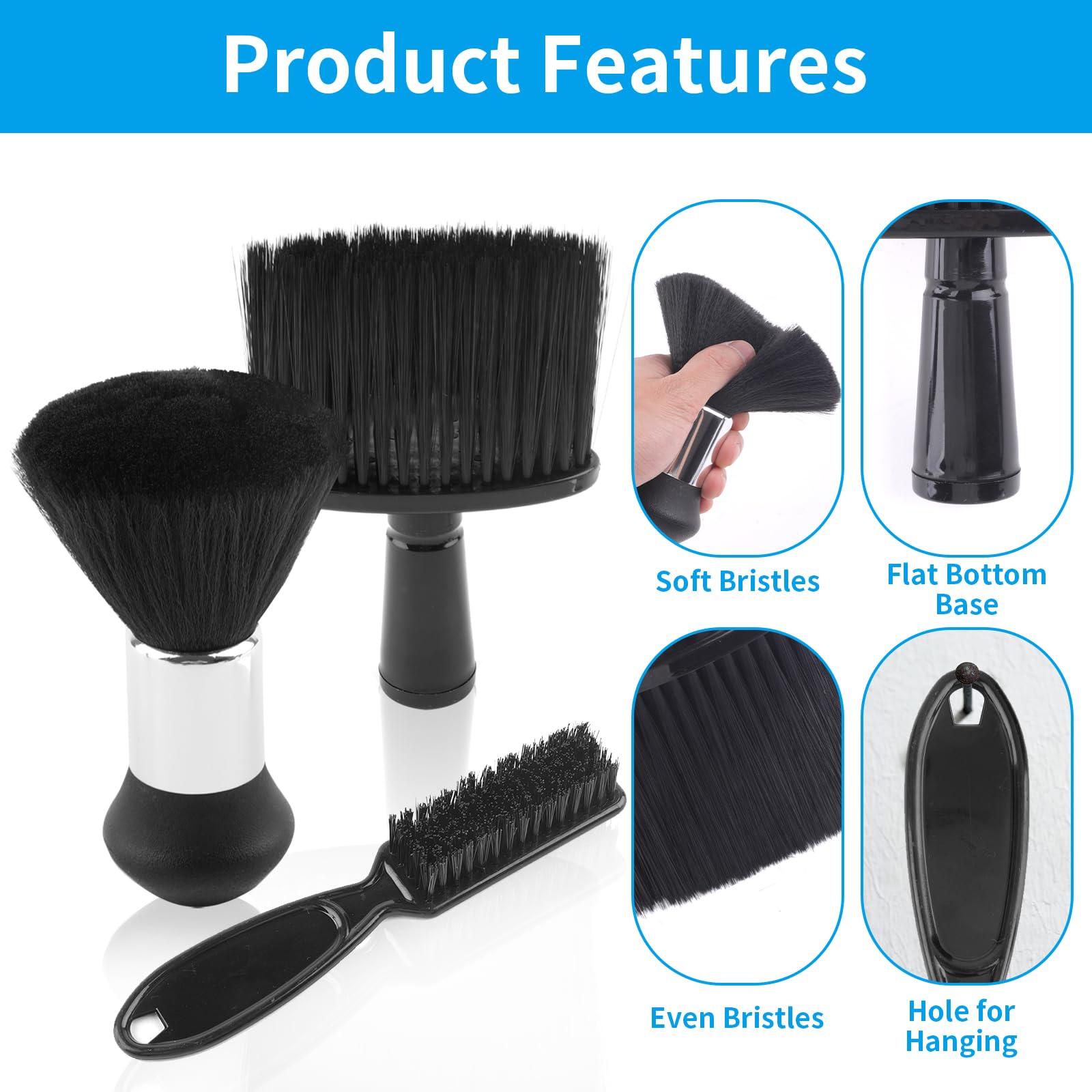 Juego de 3 cepillos de peluquería: cepillo para el cuello y suave