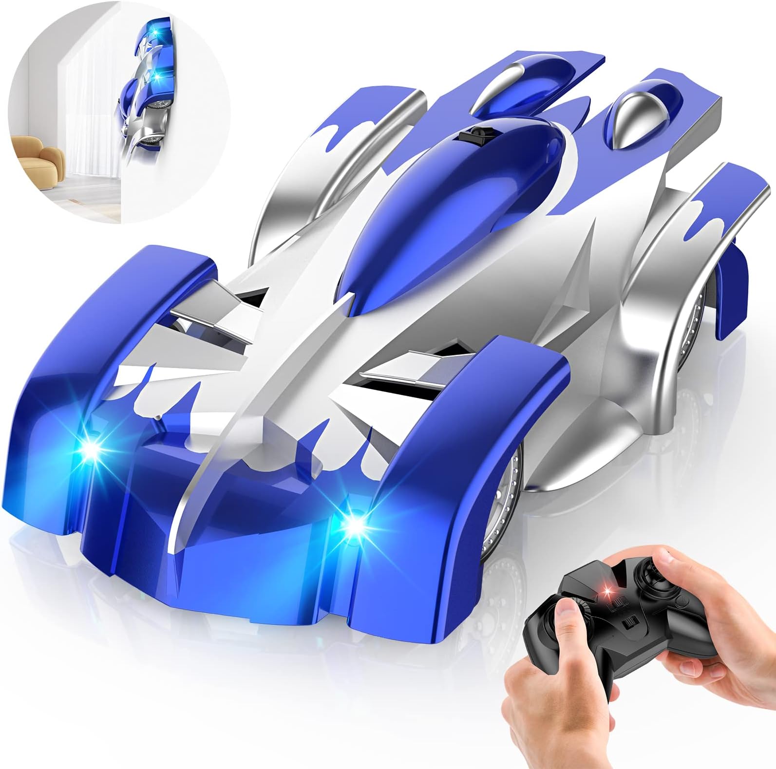 Yucmed Wall Climbing Remote Control Car,360° Rotating Dual Mode RC Stunt Car,Toys for 4 5 6 7 8 9 Year Old Boy,Rechargeable Toy Car with Headlight,Christmas Birthday Gifts